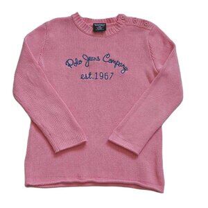 Vintage Polo Jeans Co Ralph Lauren Pink Knit Sweater Embroidered Script Logo M